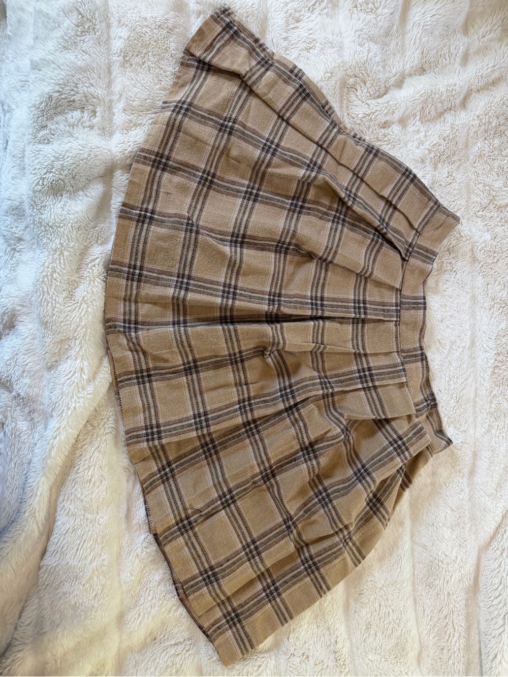SHEIN Beige Plaid Circle Skater Skirt
